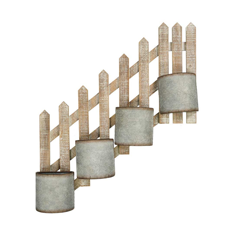 Fence Wall Decor With 4 Planters (7168-DM2004-00)