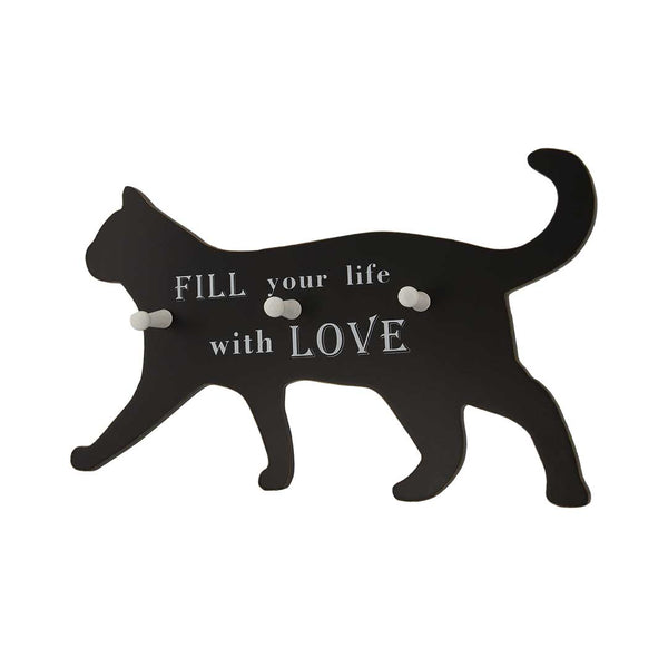 "Fill Your Life ..." Cat Wall Decor With 3 Hooks (9876-GM4613-00)