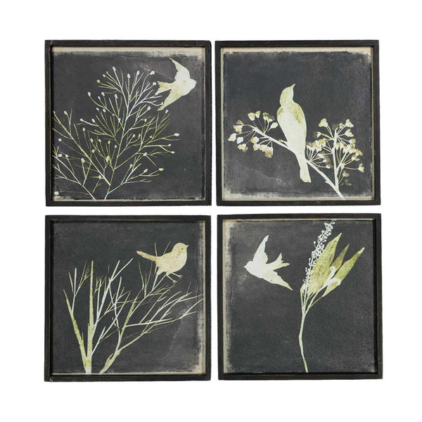 Framed Bird Silhouettes Art - Set of 4 (7168-HM8127-S4)