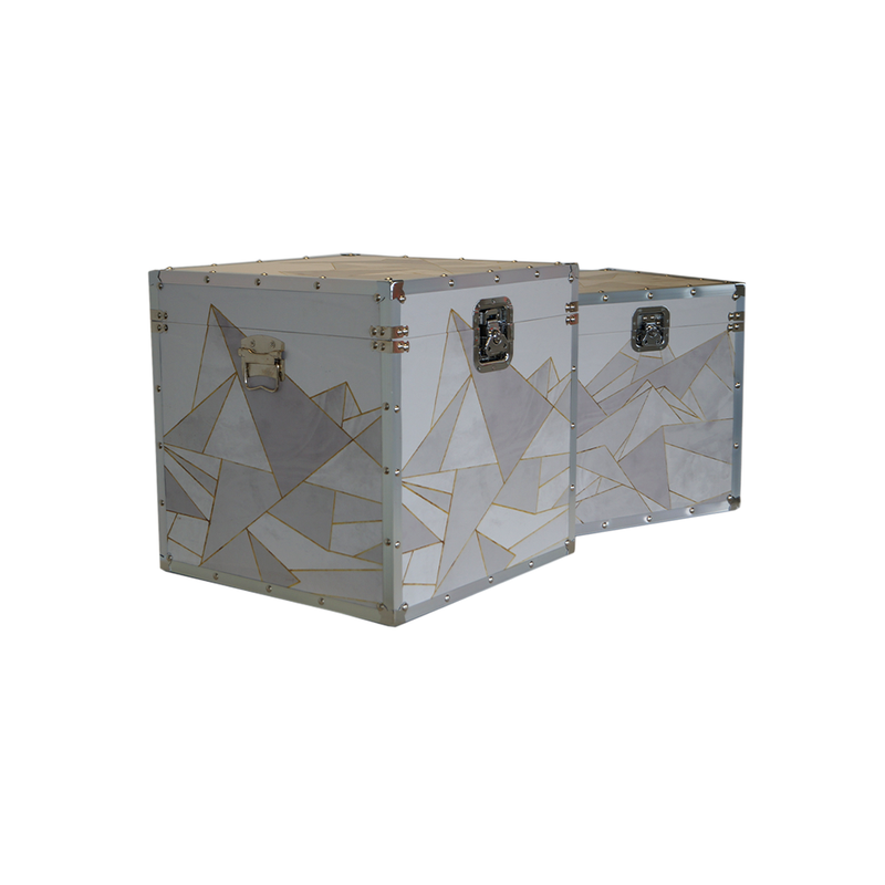 Geometric Pattern Square Trunks - Set of 2 (1134-PI6192-S2)