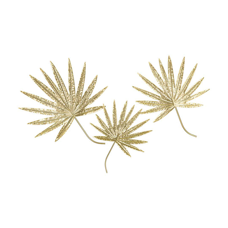 Gold Metal Palm Leaf Wall Decor - Set of 3 (7808-EM0585-BX)