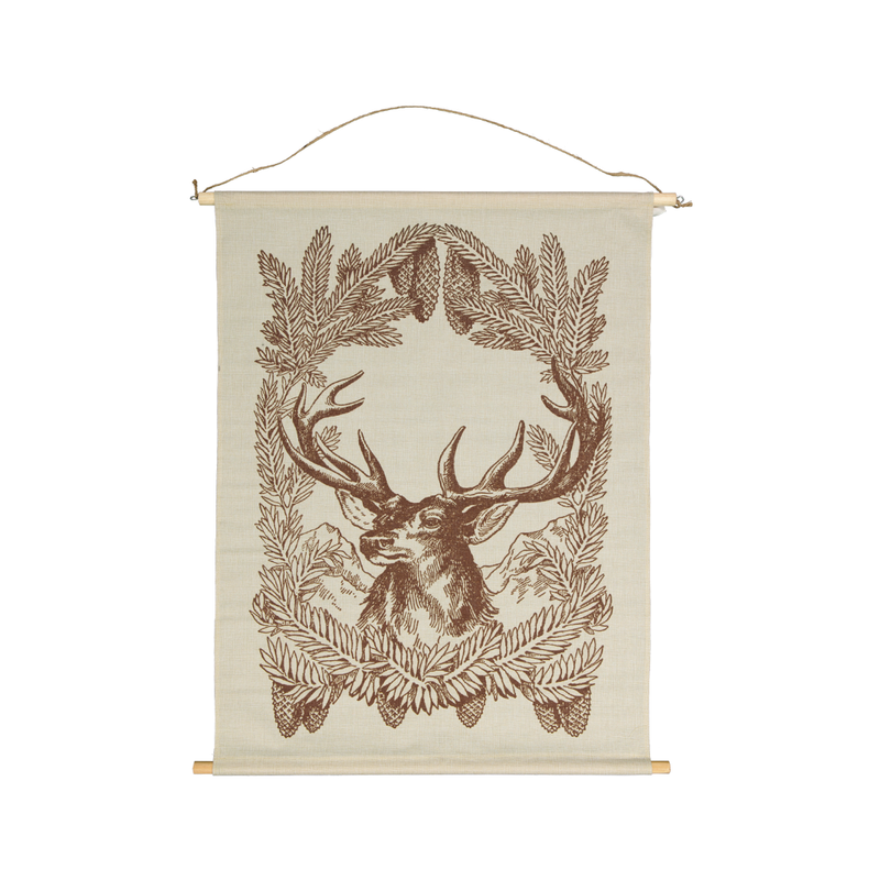 Hanging Reindeer & Leaves Canvas Print (1134-DM6154-00)