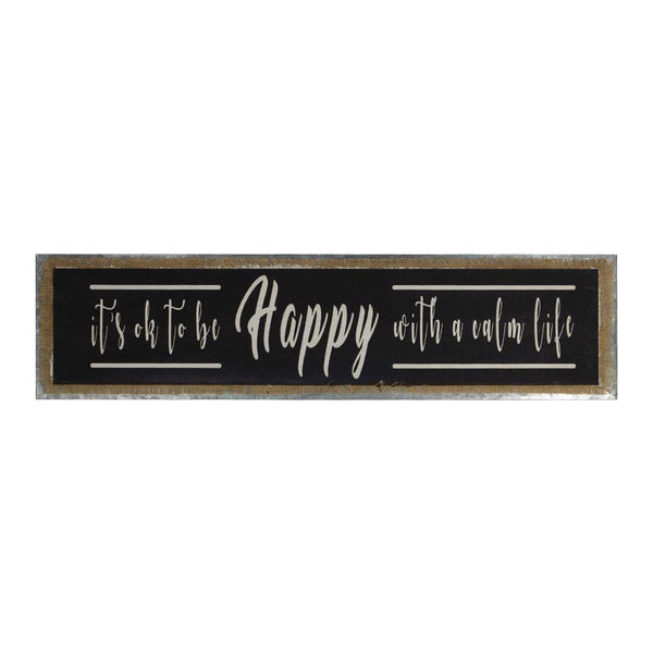 "Happy" Jute On Galvanized Zinc Wall Decor (9277-DM1668-00)