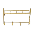 Keane Golden Metal Wall Shelf With 4 Hooks (7168-GM3844-00)