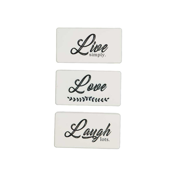 "Laugh, Love, Live" With Metal - Set of 3 (7808-DM2728-S3)