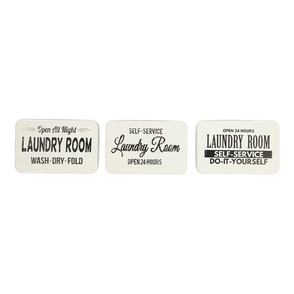 Laundry Room With Metal Tile Decor - Set of 3 (7808-DM2723-S3)