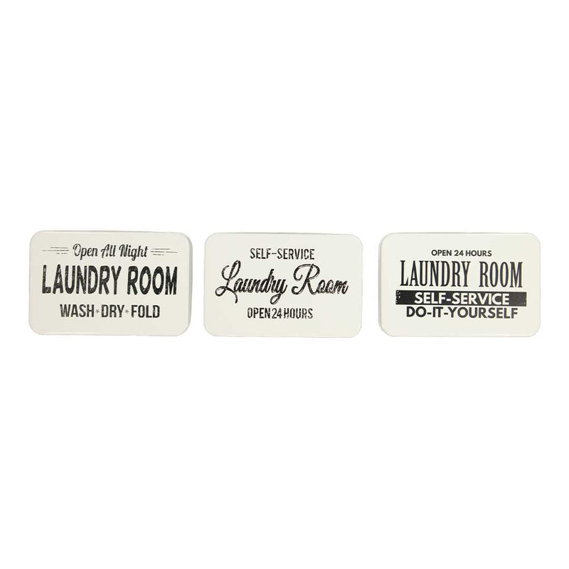 Laundry Room With Metal Tile Decor - Set of 3 (7808-DM2723-S3)