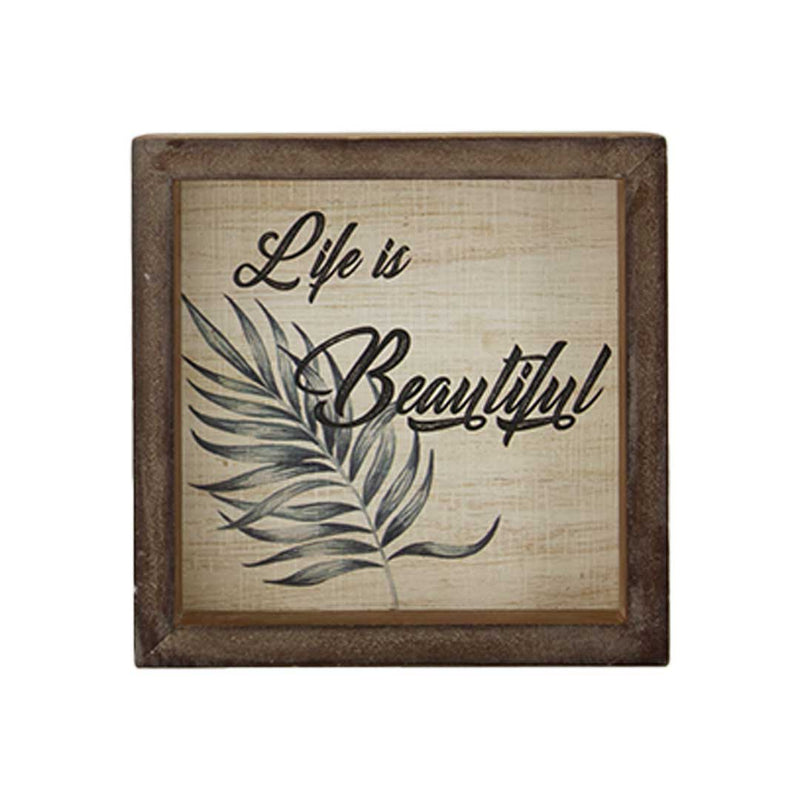"Life Is Beautiful" Leaves Wooden Wall Decor (7808-DM6269-00)