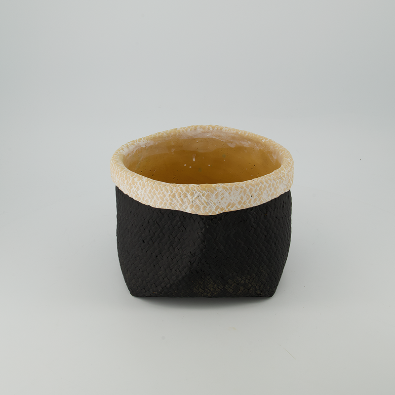 Lockie Cement Basket Pot (1257-EM1851-BK)