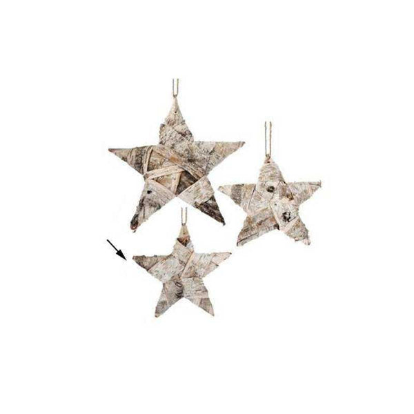 Birch Bark Wrapped Hanging Star Ornament (M177-400171-00)