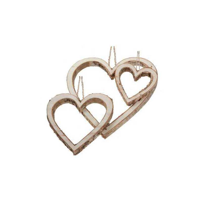 Birch Wooden Heart Ornaments 3pc (M177-400280-S3)
