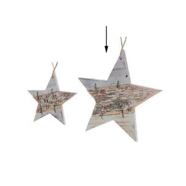 Birch Poplar Wood Star Ornament (M177-400502-00)