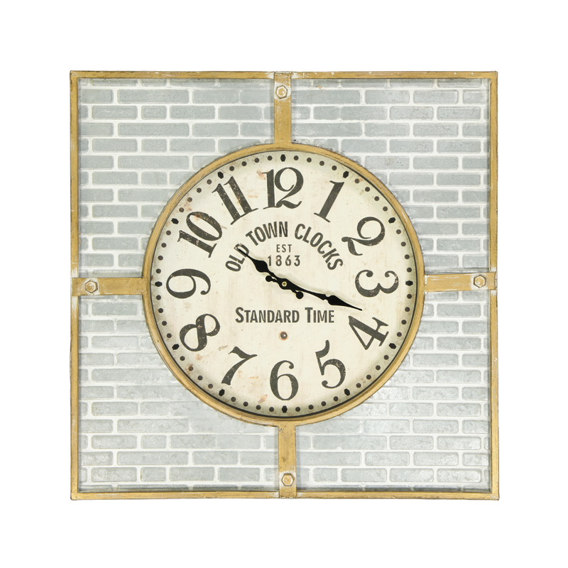 Maria Brick Wall Square Wall Clock (7199-GM4432-CK)