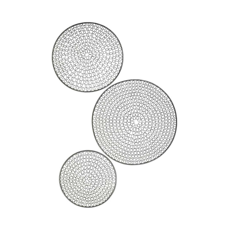 Loop Metallic Pattern Metal Loop Pattern Wall Decor - Set of 3 (7321-EM1920-BX)