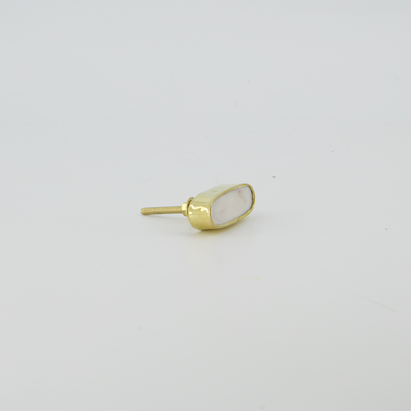 Oblong Stone Brass Knob - White / Gold (4156-GM4112-00)