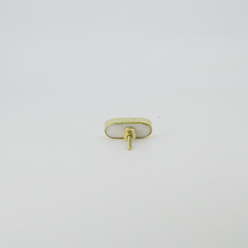 Oblong Stone Brass Knob - White / Gold (4156-GM4112-00)
