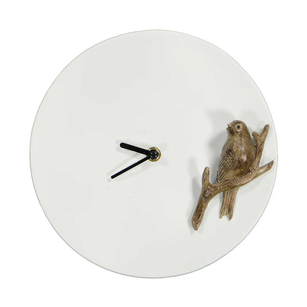 Round Wall Clock With Bird Figurine (6821-EM2123-CK)