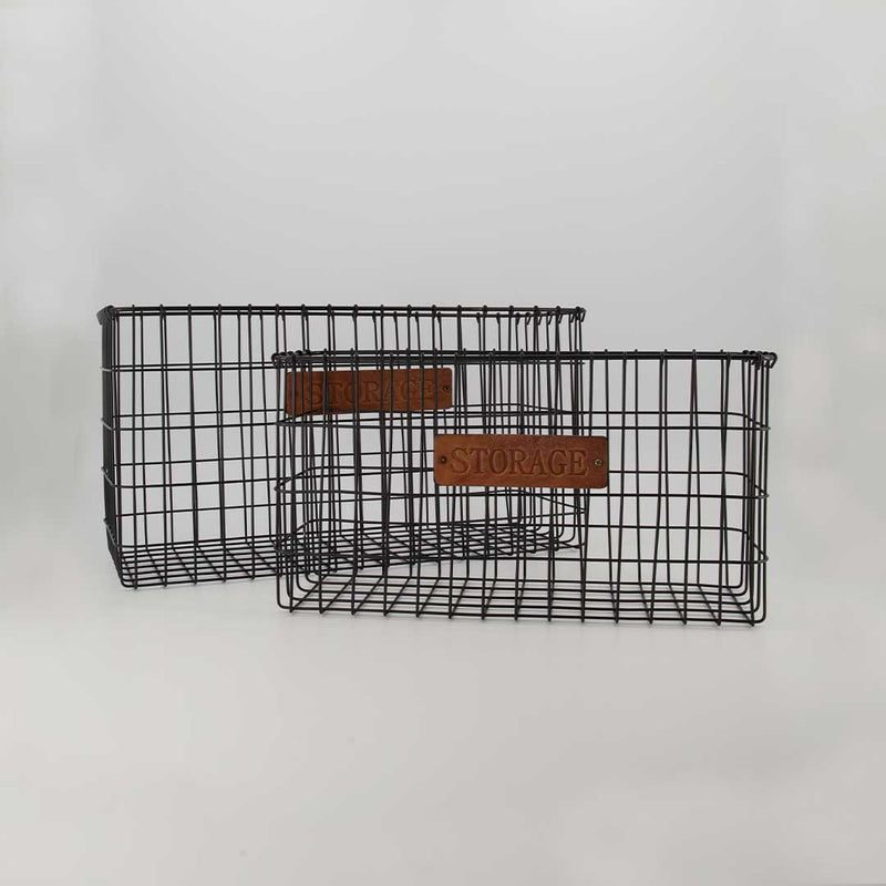 "Storage" Metal Wire Basket - Set of 2 (7168-GM3870-S2)