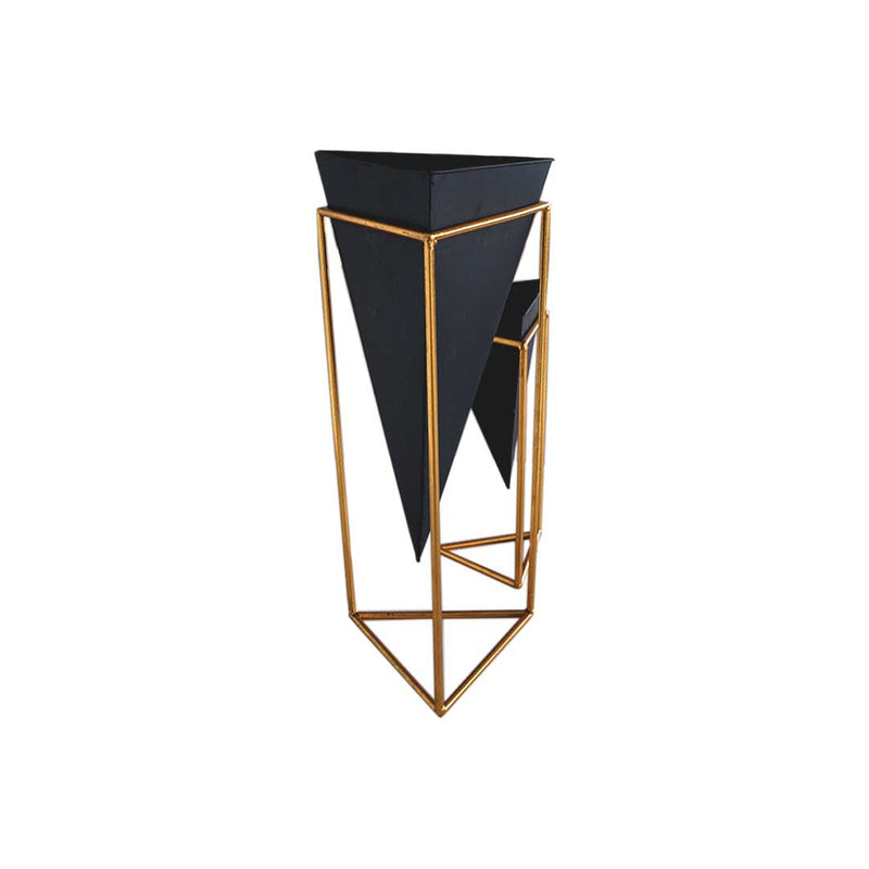Triangle Plant Pot With Stand - Set of 2 (9642-GM3671-S2)