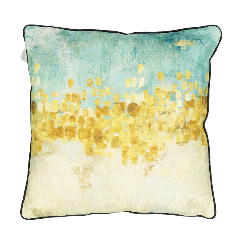 Turquoise & Gold Abstract Cushion (1134-PI6158-00)