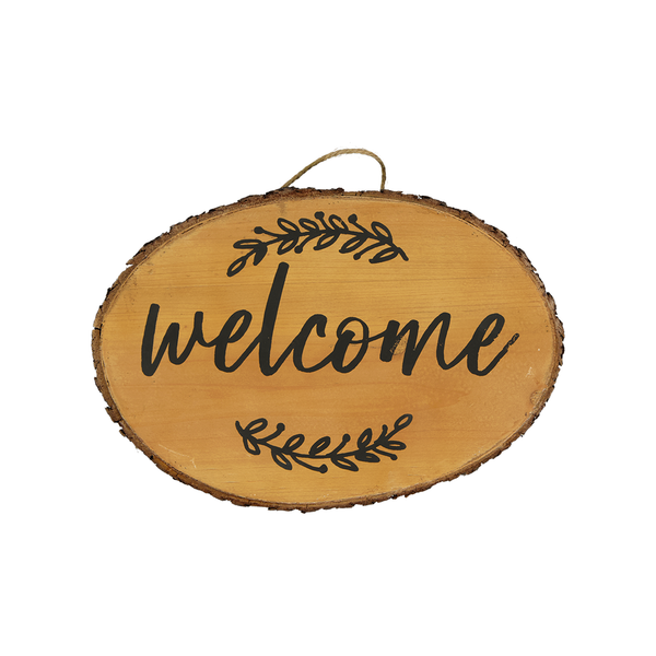 Welcome Tree Trunk Oval Hanging Plaque (9044-DM6796-00)